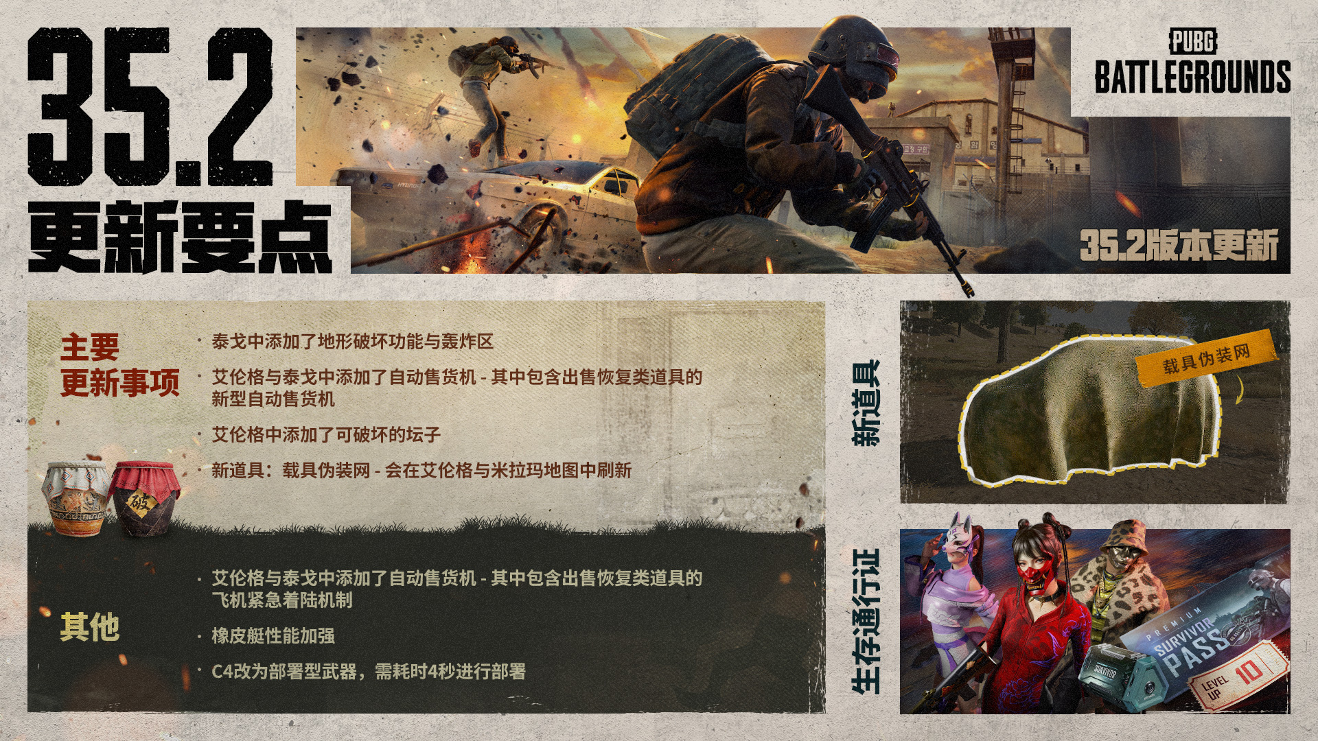 隱匿鋒芒,奇襲制勝《PUBG》35.2版本更新