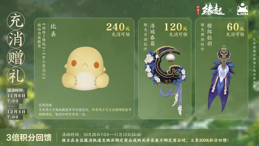 雙11開啟《劍網(wǎng)3緣起》羅小黑聯(lián)動(dòng)佳品攜華美新裝來襲