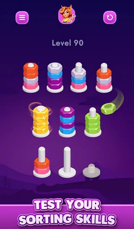  水果榨汁，螺母分類！益智手游《Nut Sort》以顏色分類的游戲！